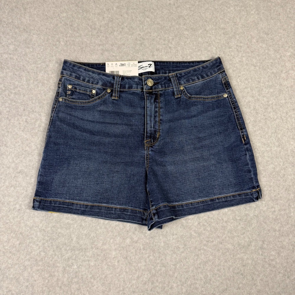 Seven7 Women's Size 8 High Rise Weekend Short Canyon Dark Wash Denim